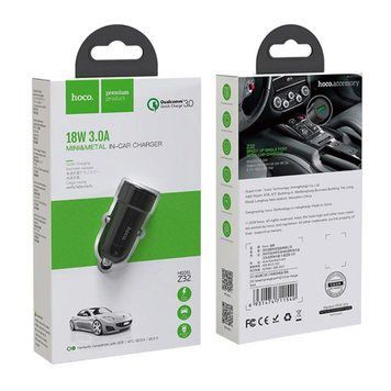 АЗП Hoco Z32 QC 3.0 (1USB) black 21300 фото