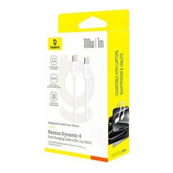 Cable Baseus Dynamic 4 Fast Charging Type-C to Type-C 100W (1m) white 45961 фото