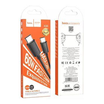 Cable Hoco Type-C to Type-C X88 60W/3A 1m black 05354 фото