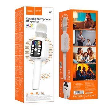 Мікрофон bluetooth Hoco L24 white 47318 фото
