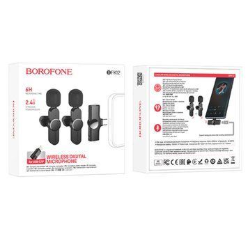 Мікрофон петличний bluetooth Borofone BFK12/ 2 шт/ Lightning/Type-C black 35834 фото