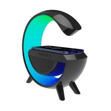 Колонка Bluetooth BT2301 + бездротова зарядка +світильник чорна 32601 фото