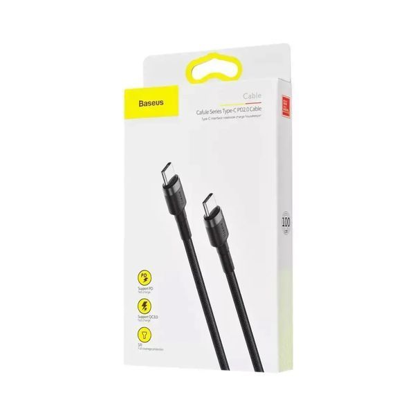 Cable Baseus Cafule Type-C to Type-C PD 2.0 60W (1m) gray/black 07132 фото