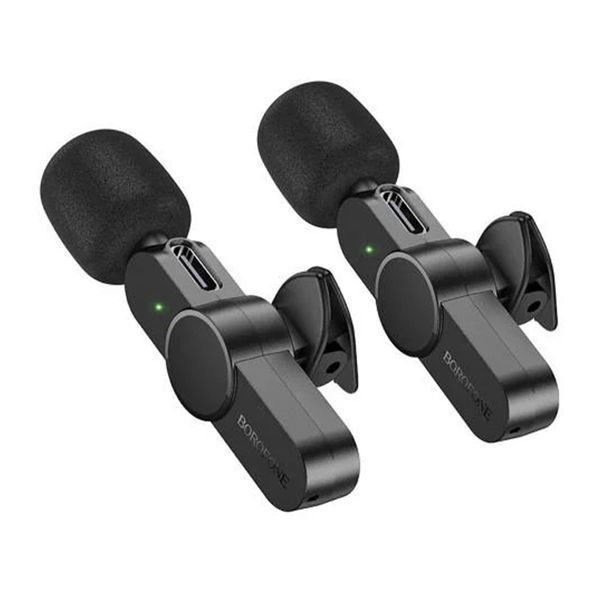 Мікрофон петличний bluetooth Borofone BFK12/ 2 шт/ Lightning/Type-C black 35834 фото