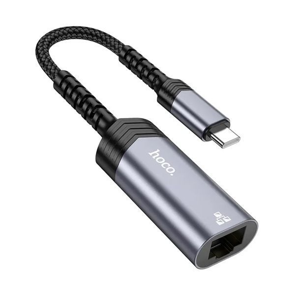 Перехідник Hoco UA26 Type-C to Ethernet Adapter 100Mbps grey 35266 фото