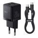 МЗП Baseus Palm Fast Charger 20W (USB-1USB-C) + Cable Type -C to Type -C 60W (1m) black 40778 фото 2