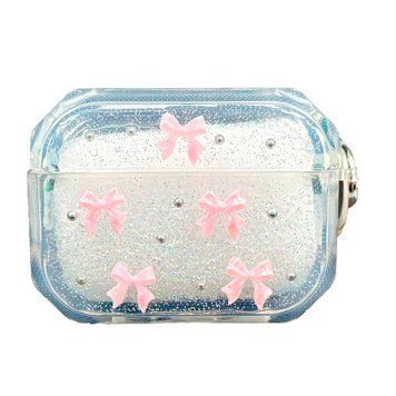 Чохол на AirPods Pro 2 clear shiny bows pink 44936 фото
