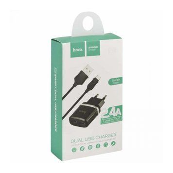 МЗП Hoco C12 2.4A (2USB) + cable micro black 12495 фото