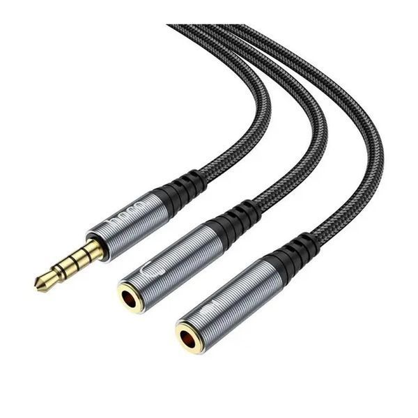 AUX Hoco UPA21 2in1 2/3.5mm audio adapter 1m black 37275 фото