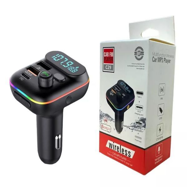 FM трансмістер Bluetooth FM-C29 black 33589 фото