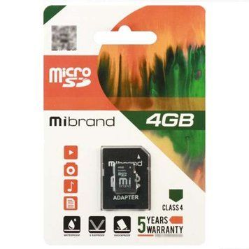 MicroSD 4GB Mibrand Class 4 +adapter SD 30628 фото