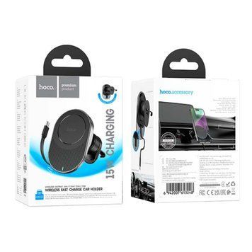 Автотримач з бездротовою зарядкою Hoco HW12 black 35039 фото