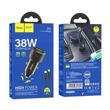 АЗП Hoco Z52 PD 38W QC3.0 (1USB-1USB-C) + cable Type-C to lightning black 36926 фото