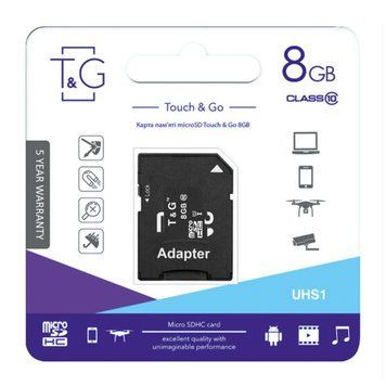 MicroSD 8GB T&G UHS-1 Class 10 + SD adapter UA 25737 фото