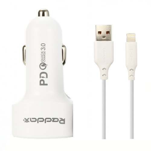 АЗП Reddax RDX-114 PD 18W/3А QC3.0 (USB-USB-C) + cable lightning white 26596 фото