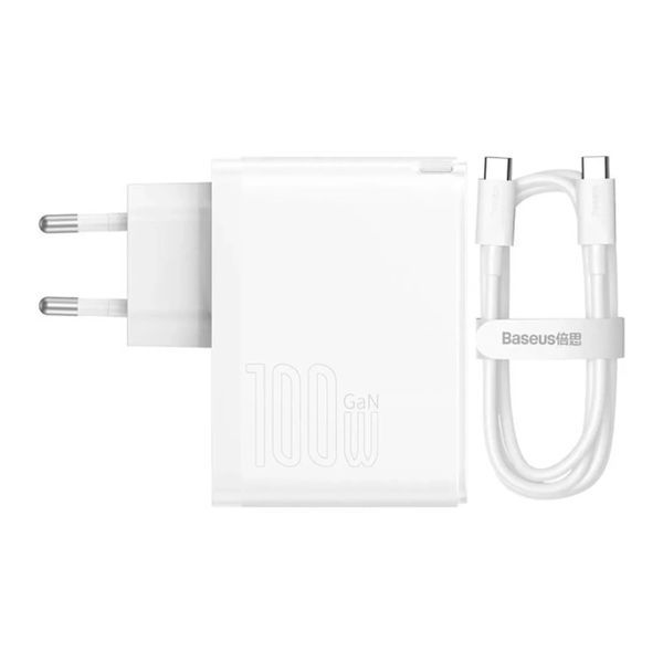 МЗП Baseus GaN5 Pro 100W (1USB-1USB-C) Type-C to Type-C white 27070 фото