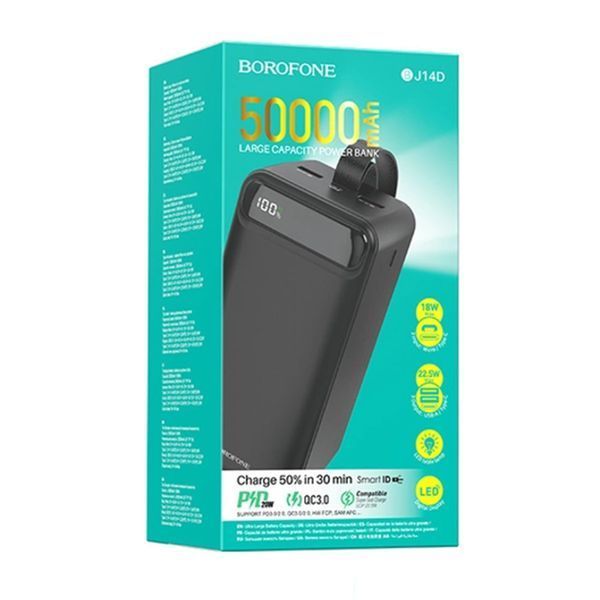 Power bank 50000 mAh Borofone BJ14D 22.5W PD20W+QC3.0 Display black 35528 фото