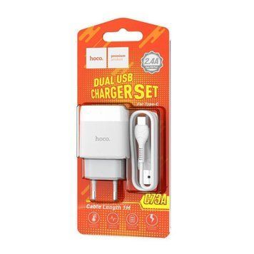МЗП Hoco C73A 2.4A (2USB) + cable Type-C white 21361 фото