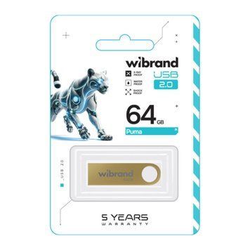 USB Flash 64 GB Wibrand Puma Gold 23514 фото