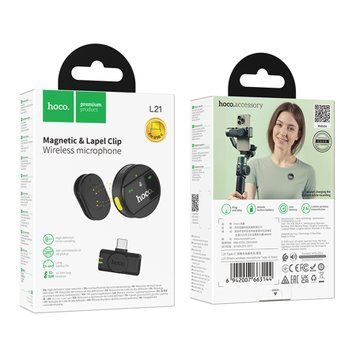 Мікрофон петличний bluetooth Hoco L21 Type-C black 44281 фото