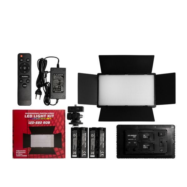 Панель відео/фото лампа LED880 RGB 2АКБ/ЯМЗП/3200К-6500К/40W/285*170мм 43189 фото