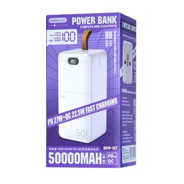 Power Bank 50000 mAh REMAX RPP-117 QC+PD (27W+22.5W) Білий 37265 фото