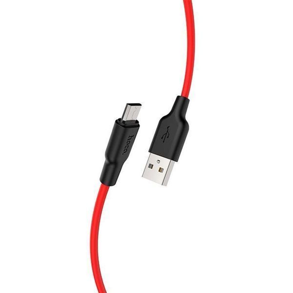 USB Cable Hoco micro usb X21 2.4A 1m red 04203 фото