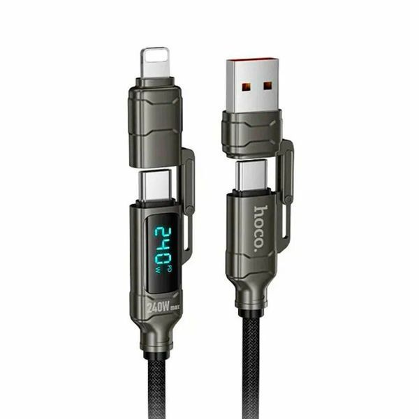 USB Cable Hoco U152 4 in1 240W 3 Type-C + Lightning 1m black 46806 фото
