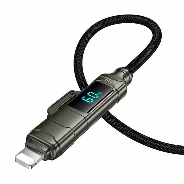 USB Cable Hoco U152 4 in1 240W 3 Type-C + Lightning 1m black 46806 фото