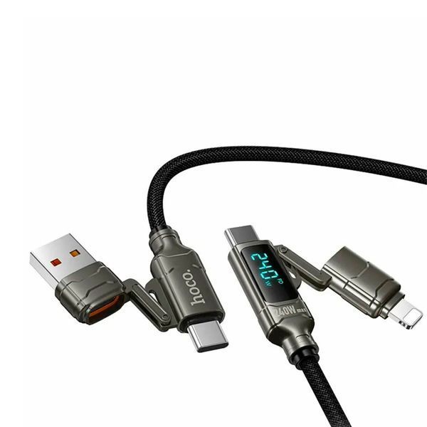 USB Cable Hoco U152 4 in1 240W 3 Type-C + Lightning 1m black 46806 фото