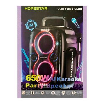 Колонка Bluetooth Hopestar Party One Club 650W/36000mAh + 2 мікрофона black 45004 фото