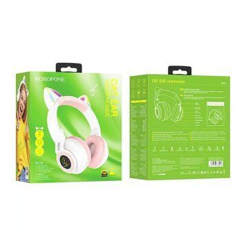 Навушники Big Bluetooth Borofone BO 18 Cat white 38598 фото