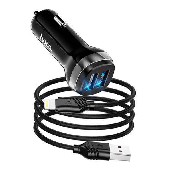 АЗП Hoco Z40 2.4A (2USB) + cable Lightning black 27935 фото