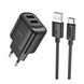 МЗП Hoco C141А 2.1A (2USB) + cable Type-C black 38690 фото 2