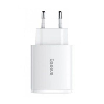 МЗП Baseus Compact Quick Charger 30W QC+ PD (1Type-C + 2USB) white 26838 фото