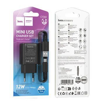 МЗП Hoco C134A 2.4A (1USB) + cable micro black 38840 фото