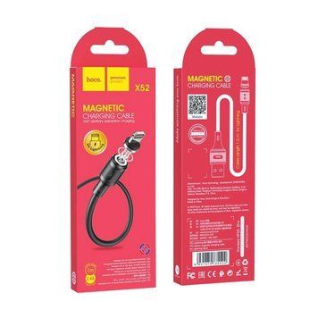 USB Cable Hoco Lightning X52 магніт 2.4A 1m black 23883 фото