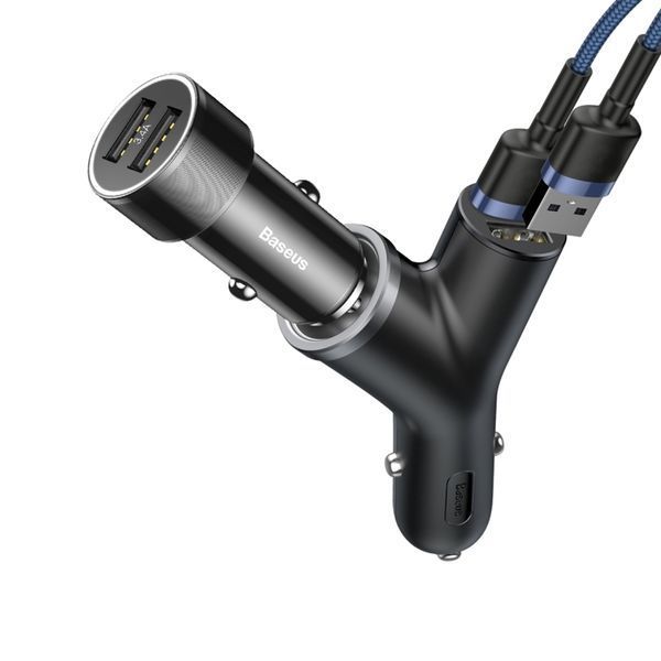 АЗП Baseus Y type dual USB+cigarette 3.1A black 41770 фото