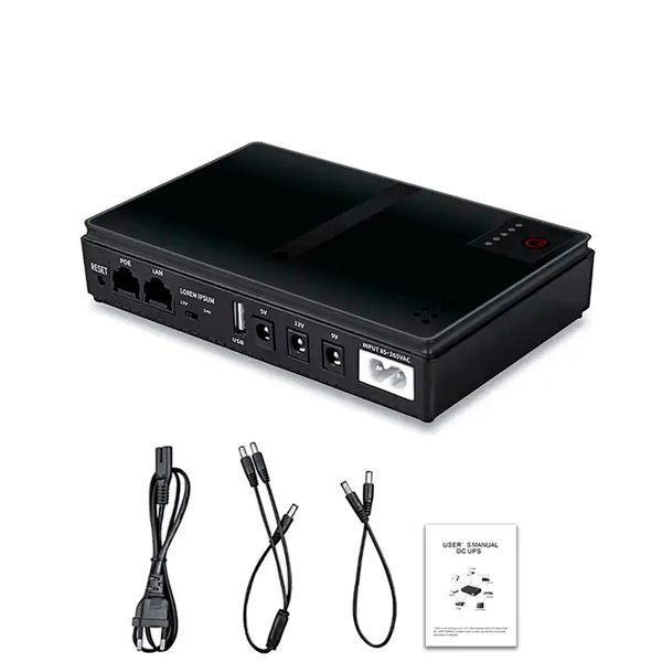ДБЖ WGP Mini UPS UPS-18W DC1018P 5V+9V+12V 2А 15V+24V 1А 11200mAh black 45547 фото