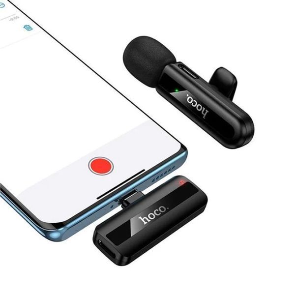 Мікрофон петличний bluetooth Hoco L20 Type-C black 07664 фото