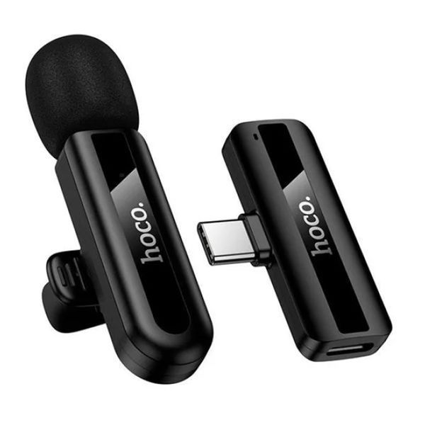 Мікрофон петличний bluetooth Hoco L20 Type-C black 07664 фото