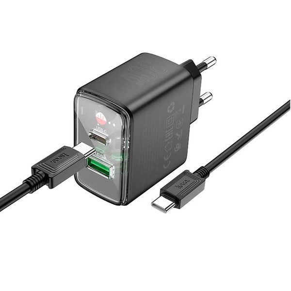 МЗП Hoco CS42A PD 30W/3A (1USB-1USB-C) black 39634 фото