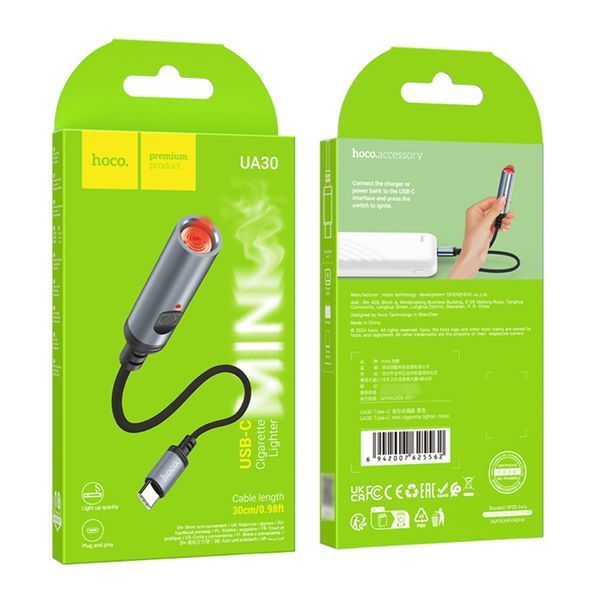 Прикурювач Hoco UA30 Type-C mini black 37877 фото