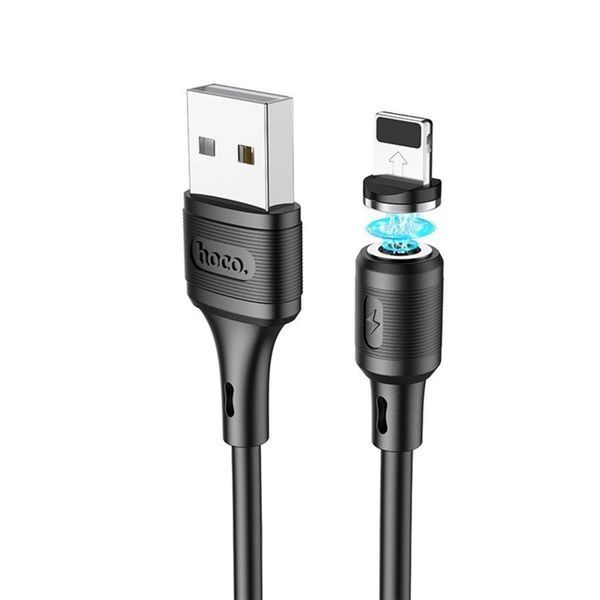 USB Cable Hoco Lightning X52 магніт 2.4A 1m black 23883 фото