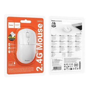 Мишка Bluetooth Hoco GM42 white 44478 фото