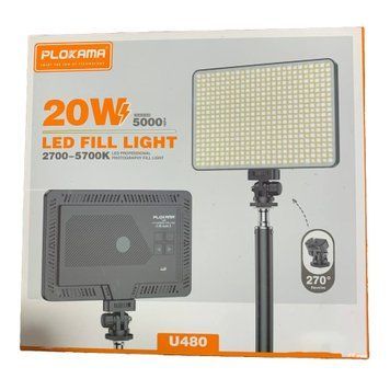 Панель відео/фото лампа PLOKAMA U480 Led 2700K-5700K/20W 2000mah 43191 фото