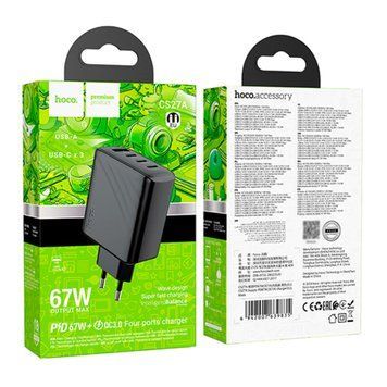 МЗП Hoco CS27A PD 67W/3A (1USB-3USB-C) black 44082 фото