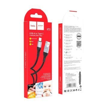 USB Cable Hoco Type-C X72 3A 1m black 29467 фото