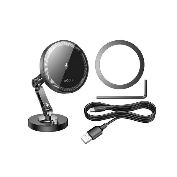 Автотримач з бездротовою зарядкою Hoco HW26 MagSafe black 00049 фото