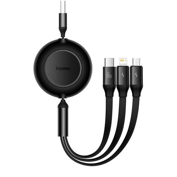 Cable Baseus Bright Mirror 2 Series 3-in-1 (Micro USB+Lightning+Type-C) 66W (1.1m) black 36360 фото